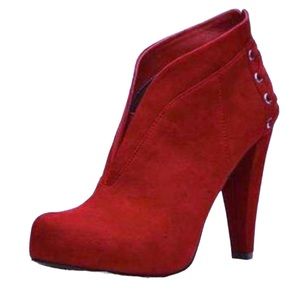 Guess Red Suede Ankle Booties